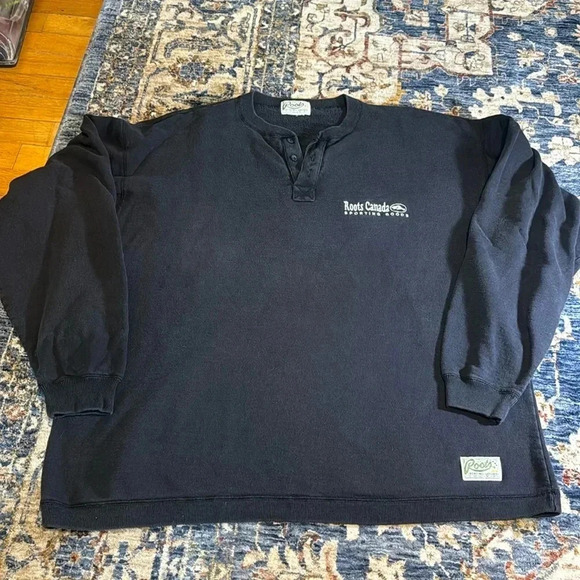 roots canada sporting goods long sleeve heavy sweatshirt black large men/unisex - Picture 2 of 16